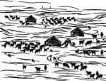蒙古包 羊群  山坡