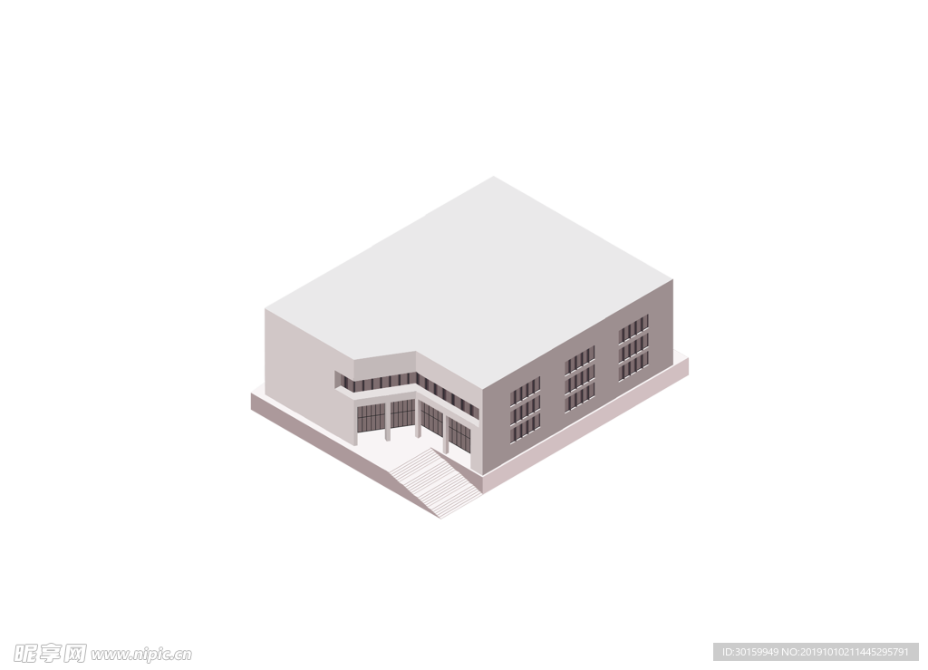 等距白色低层建筑