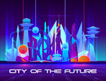 科幻未来城市矢量插画插图设计