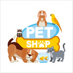 可爱动物宠物商店插画设计