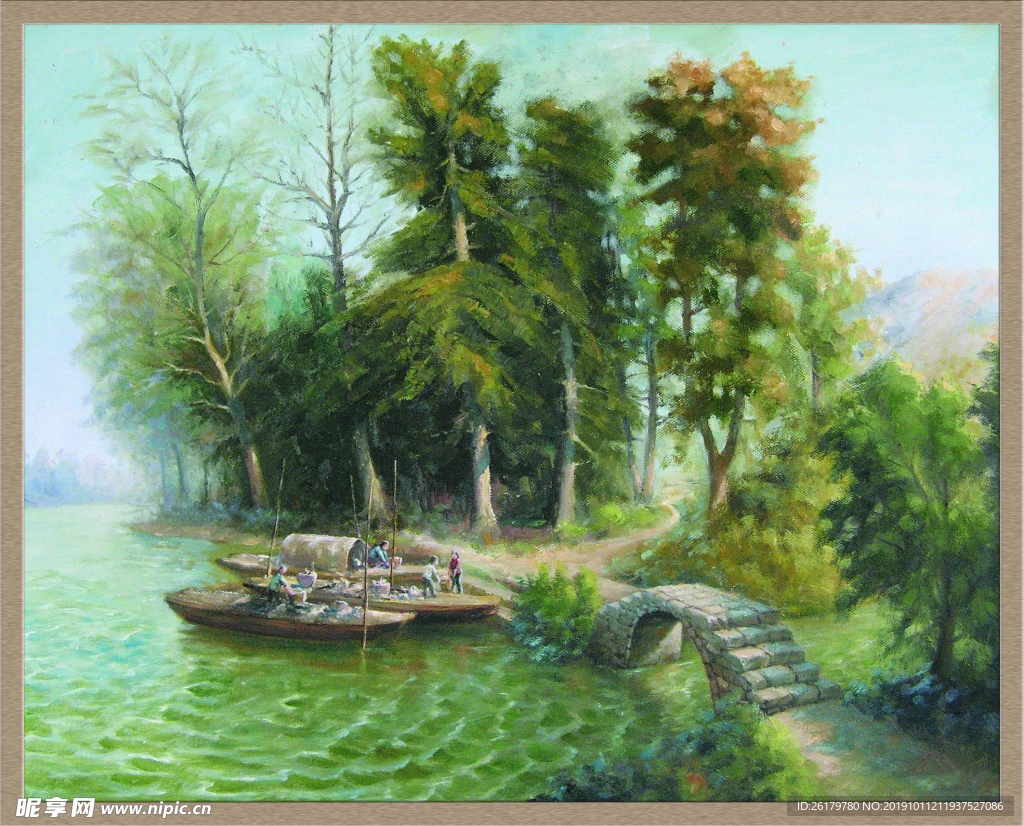 水乡油画