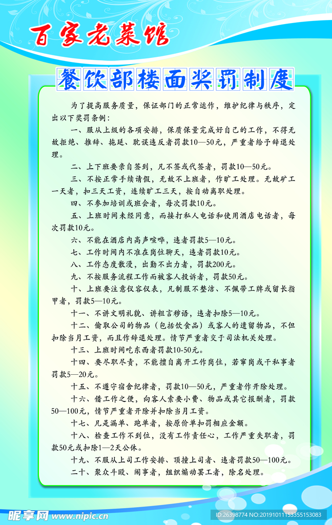 餐饮奖罚制度