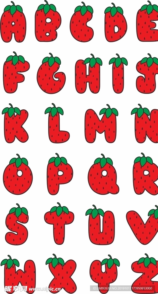 可爱草莓字母 字体