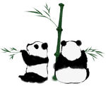 水墨画熊猫吃竹子