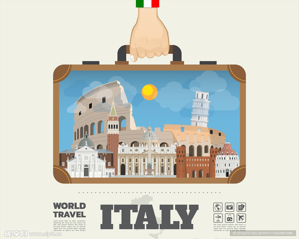意大利旅游创意插画设计