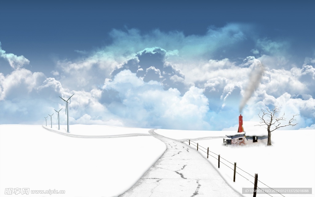 高清冬季云雾雪地背景