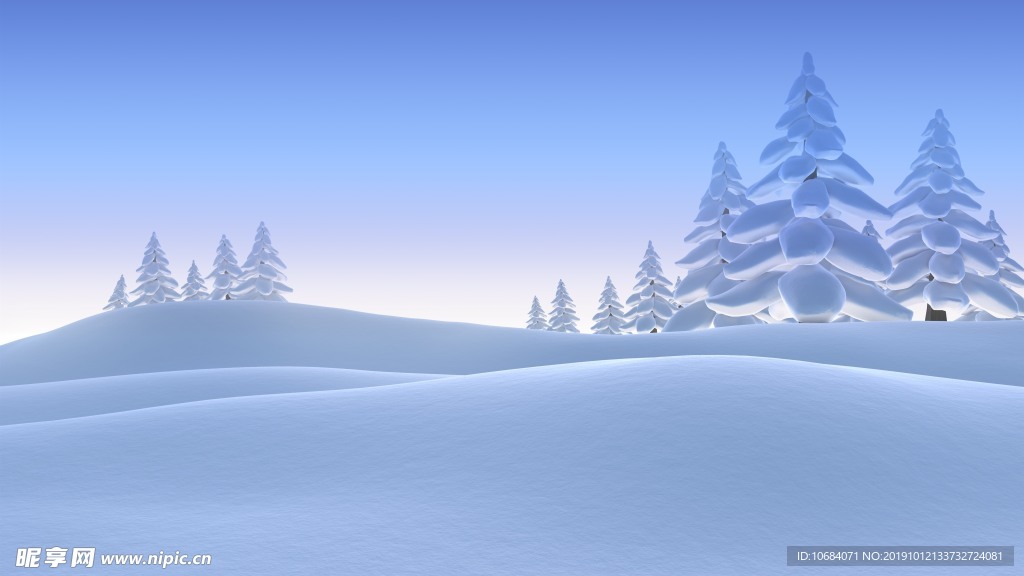 矢量冬季雪人圣诞树雪花背景