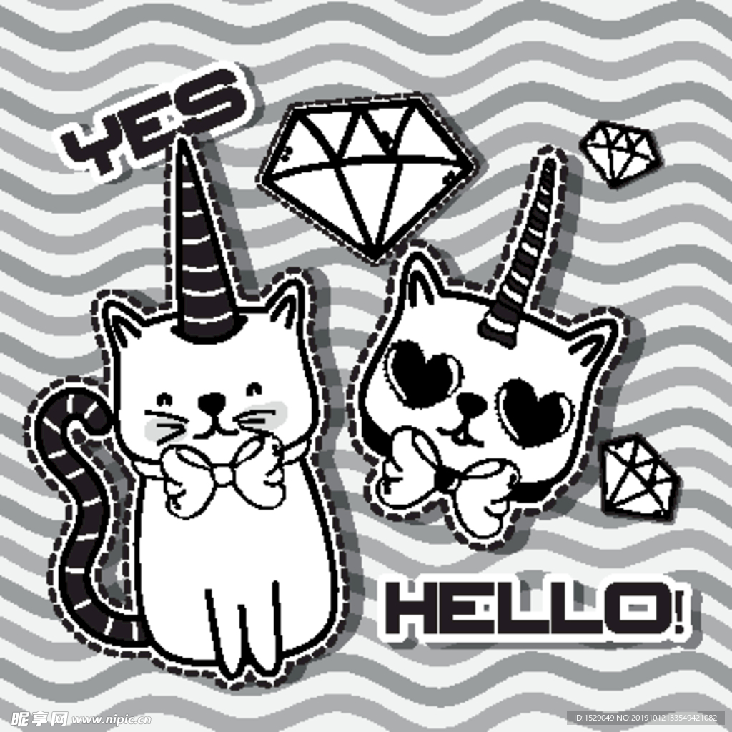 手绘卡通猫