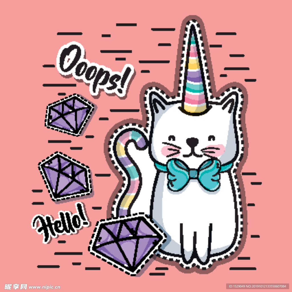 手绘卡通猫