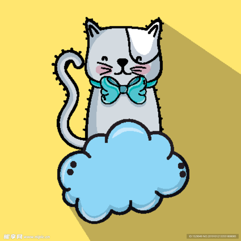 手绘卡通猫