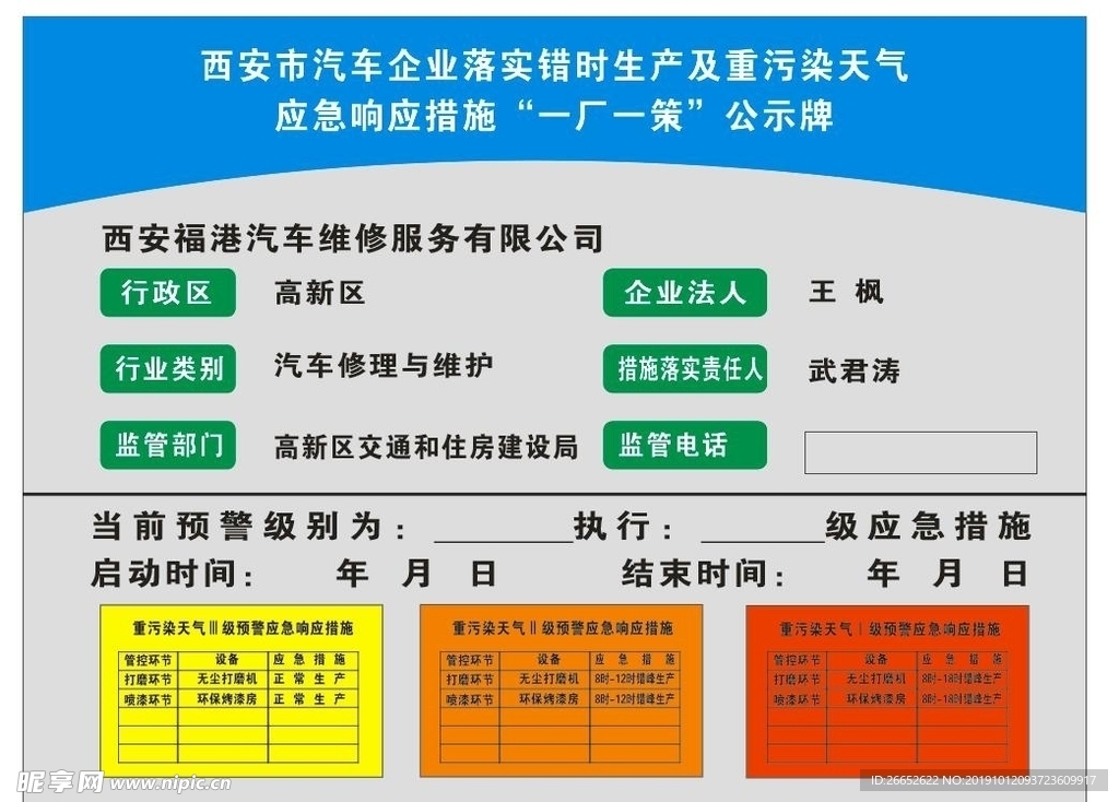 汽修企业重污染措施一厂一策公示