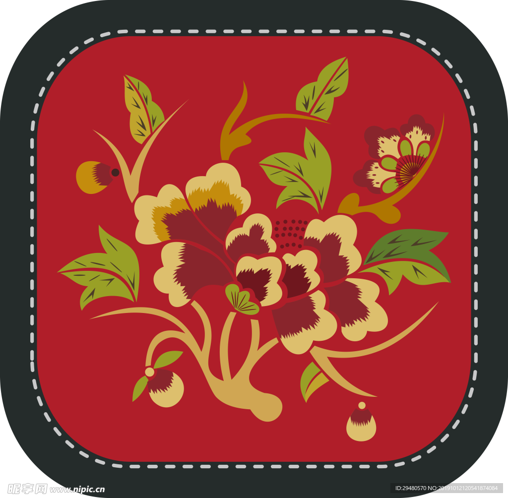 刺绣花面