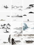 风景 水墨画 风景画 黑白画