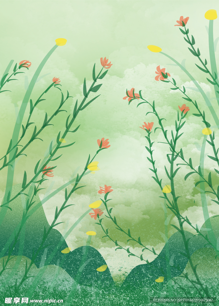 卡通手绘植物花朵海报背景
