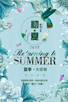 清新夏季植物花朵促销海报