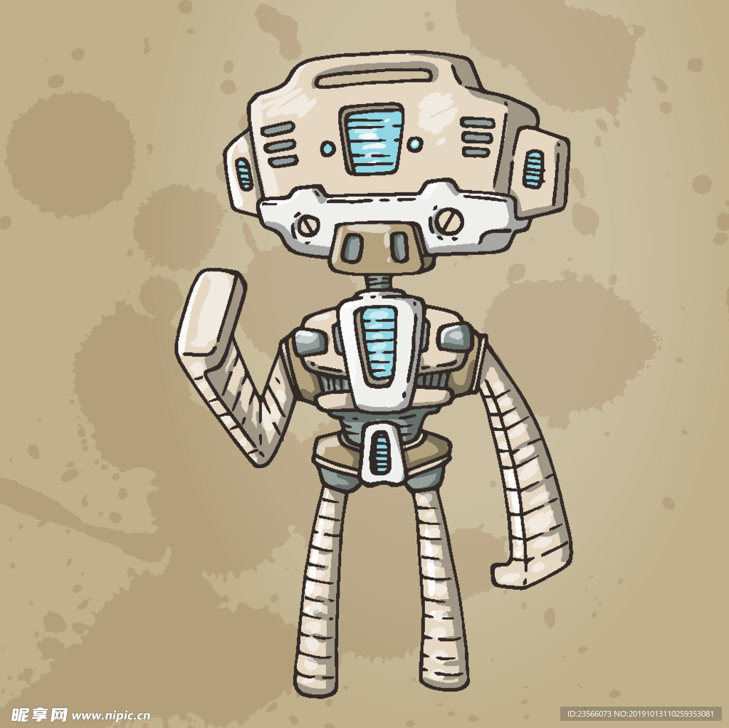 复古机器人创意插画