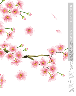桃花树枝古风图案