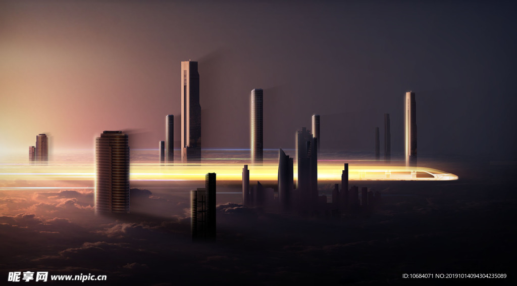 时尚都市高铁飞驰建筑背景