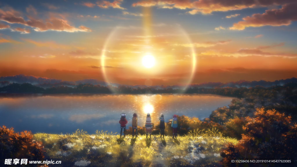 彩色插画人物动漫背景
