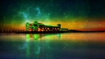 彩色建筑夜景星光河流