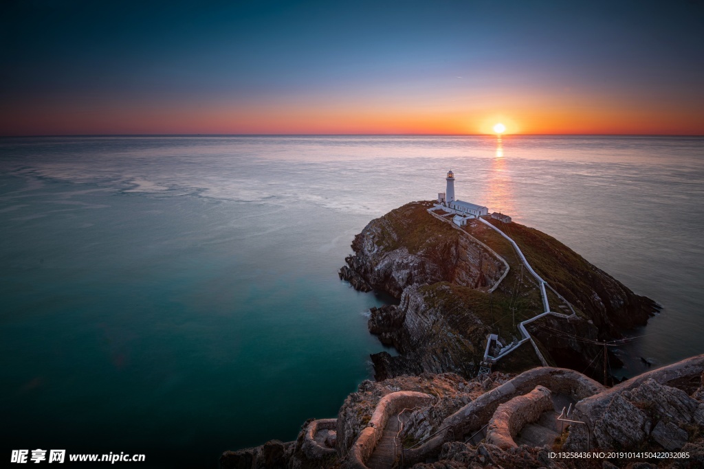 大海夕阳天空海水风景