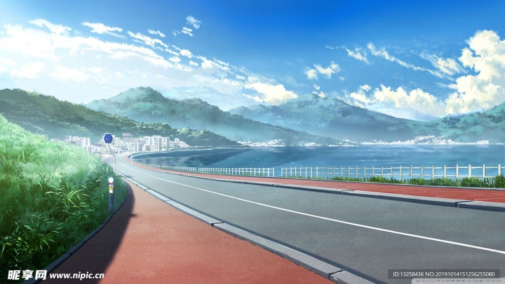 彩色风景公路插画背景