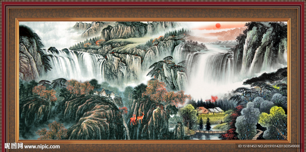 聚宝盆山水画