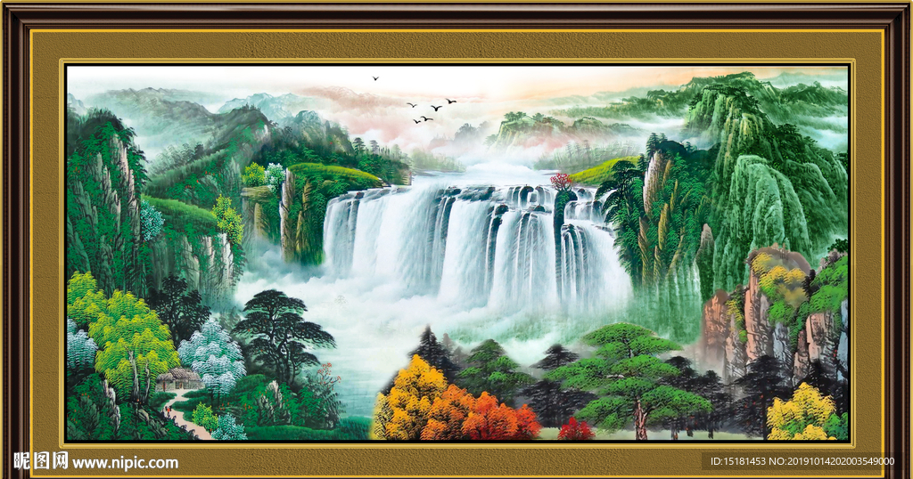 聚宝盆山水画