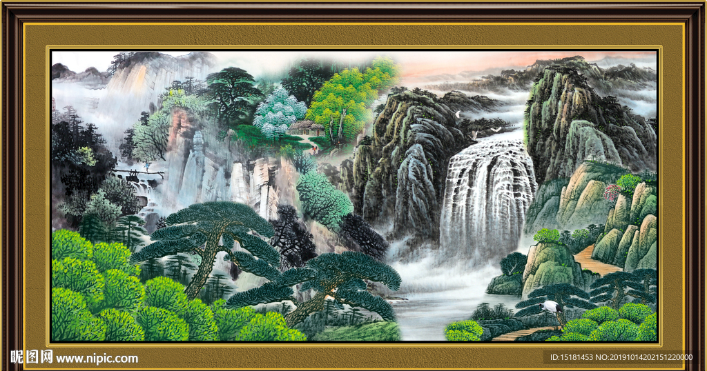 聚宝盆山水画