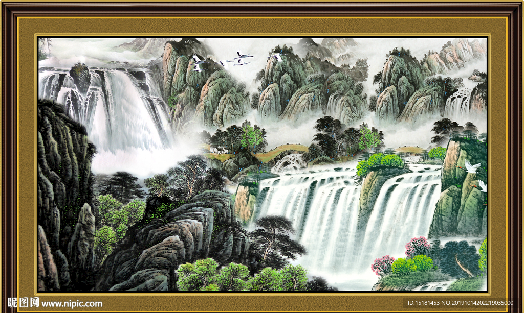 聚宝盆山水画