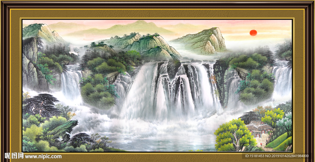 聚宝盆山水画