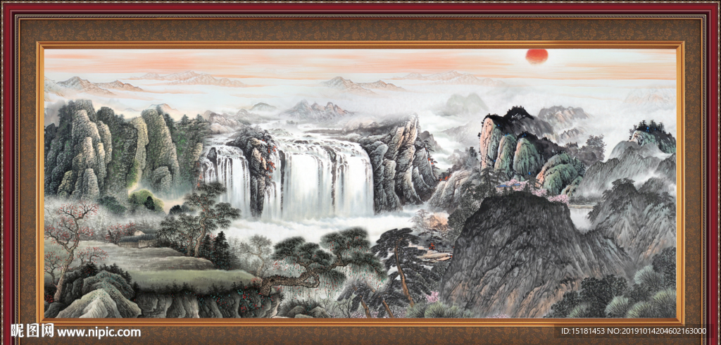 聚宝盆山水画