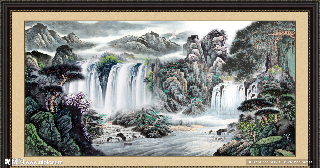 聚宝盆山水画