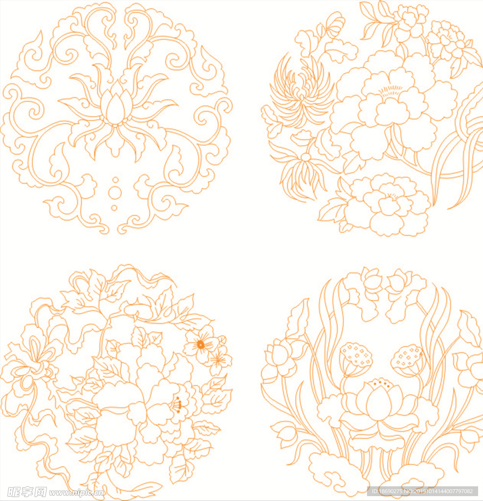 莲 底图 花纹