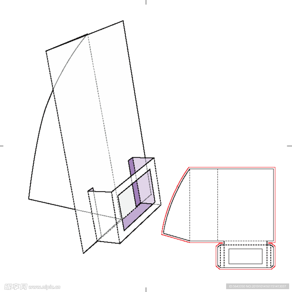 包装展示盒 效果图 刀版图