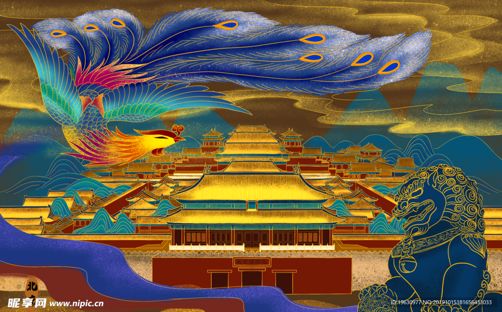 烫金北京城图