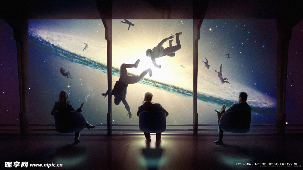 天空宇宙星空漂浮人物