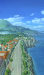 彩色插画风景海边天空