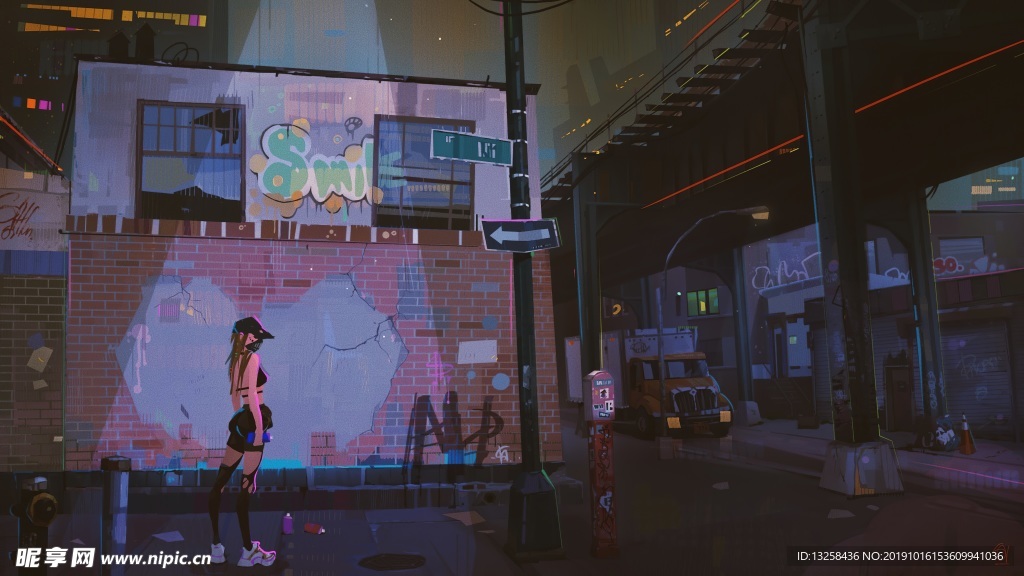 彩色动漫插画人物背景