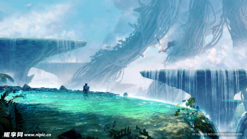 彩色群山风景插画背景