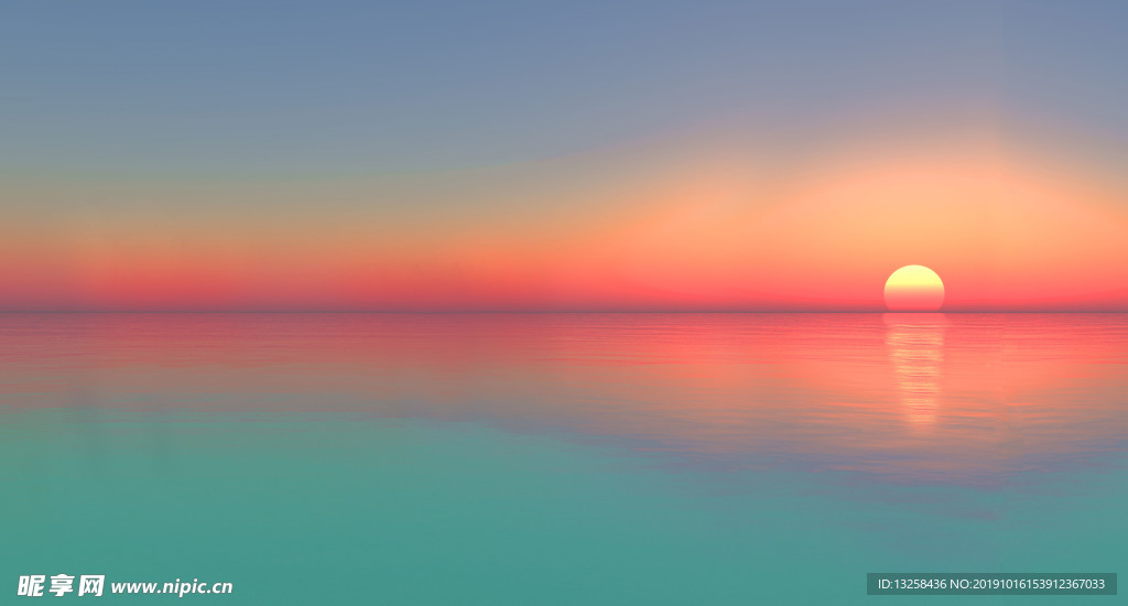 海面夕阳海水阳光风景