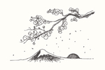 手绘富士山插画