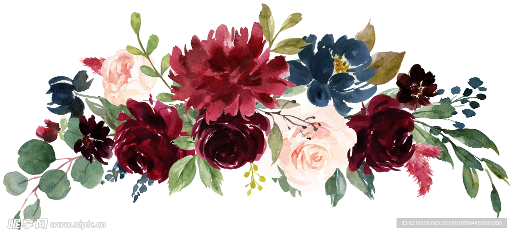 水彩花 免扣 PNG