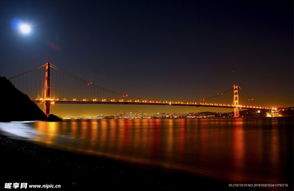 美丽的大桥夜景图片