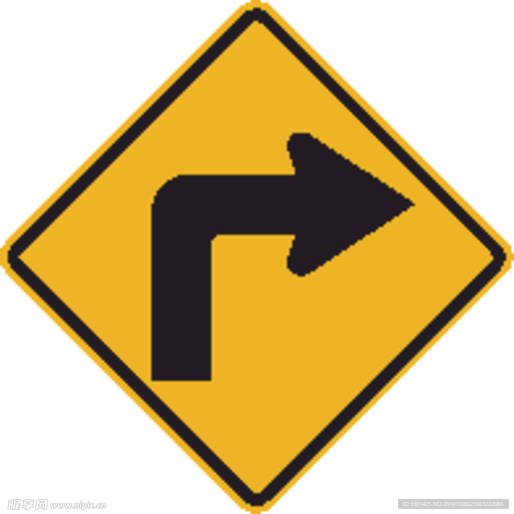外国交通图标  向右拐弯指示