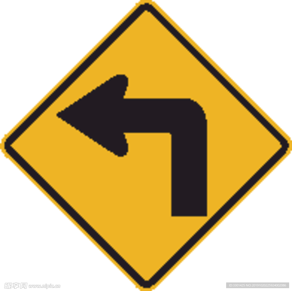 外国交通图标 向左拐弯指示设计图
