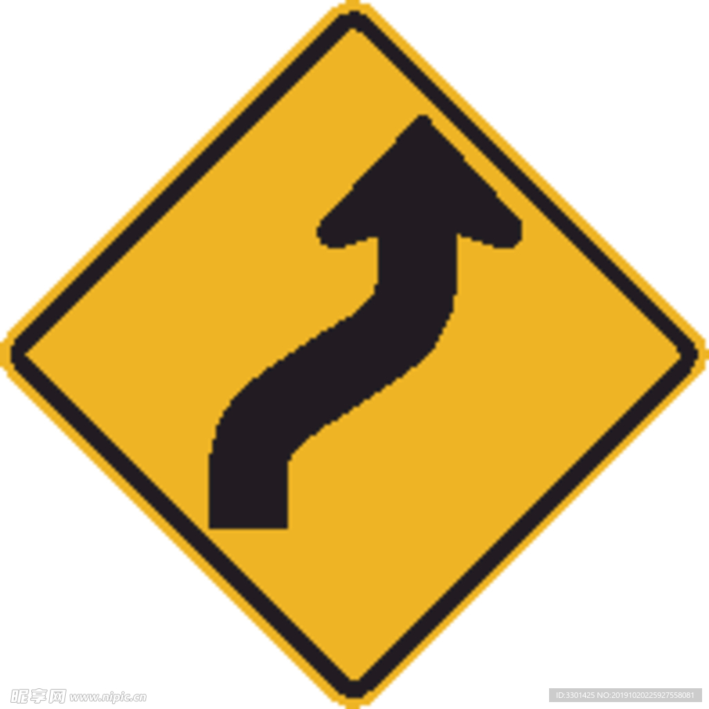 外国交通图标  前方弯道提醒