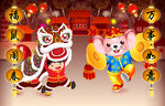 鼠年闹春2020新年海报背景