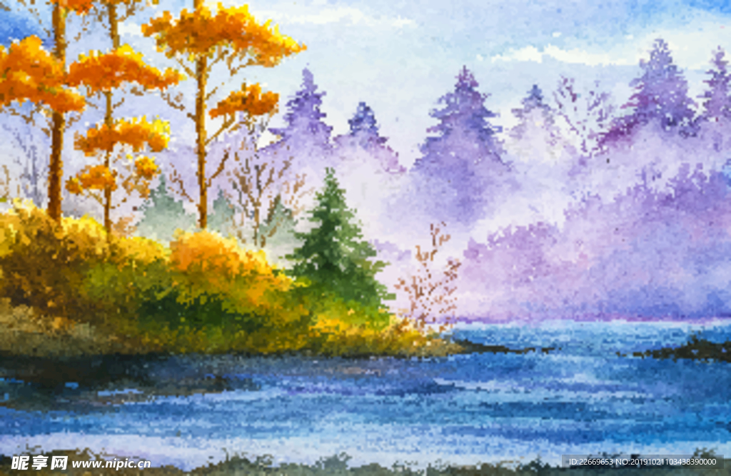 水彩画风景