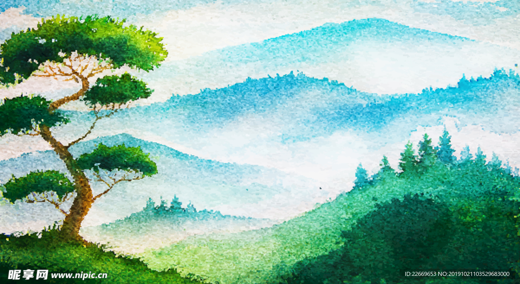 水彩画风景